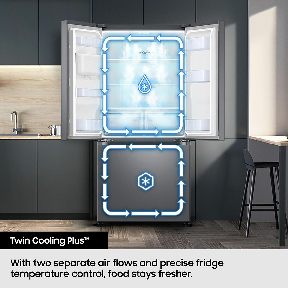 Samsung Series 8 RF50C510ES9 496L Multidoor Fridge Freezer, E Rated in Stainless Steel Samsung Series 8 RF50C510ES9 496L Multidoor Fridge Freezer, E Rated in Stainless Steel