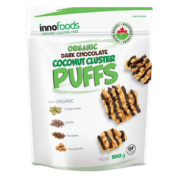 Innofoods Organic Dark Chocolate & Coconut Cluster Puffs, 500g