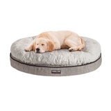 Kirkland Signature Round Pillow Orthopaedic Dog Bed, Grey with Ivory Carved Faux Fur