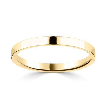 2.0mm Classic Flat Court Wedding Ring, 18ct Yellow Gold
