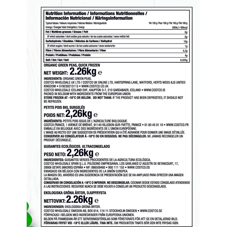 Kirkland Signature Organic Green Peas, 2.26kg