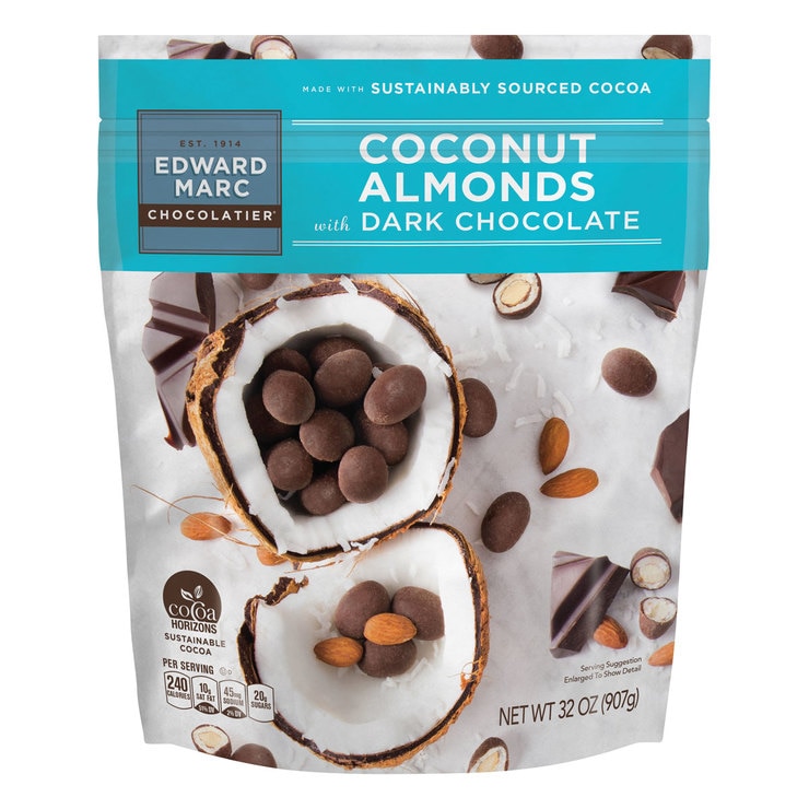 Edward Marc Chocolatier Coconut Almonds with Dark Chocolate, 907g