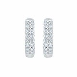 0.30ctw Round Brilliant Cut Diamond Double Row Hoop Earrings, 14ct White Gold 0.30ctw Round Brilliant Cut Diamond Double Row Hoop Earrings, 14ct White Gold