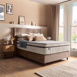 Silentnight Velvet 4 Drawer Divan Base with Slumber Headboard in Mink & 3 Sizes