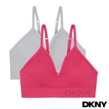 DKNY Seamless Bralette 2 Pack in Pink & Grey