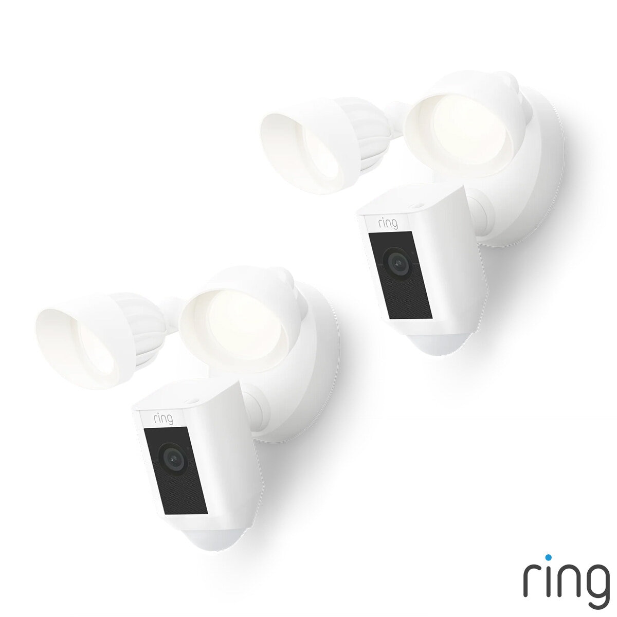 Ring Floodlight Cam (2nd Gen) - Wired - White Security Camera - Retinal 2K - 2 Pack