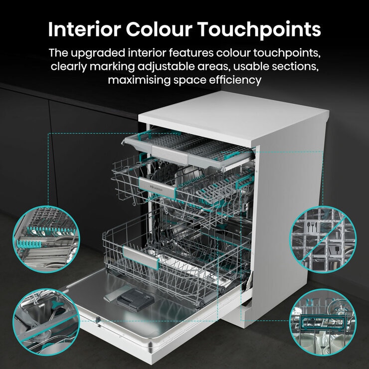 Hisense HS673A90WUK, 16 Place Settings Dishwasher, A Rated in White