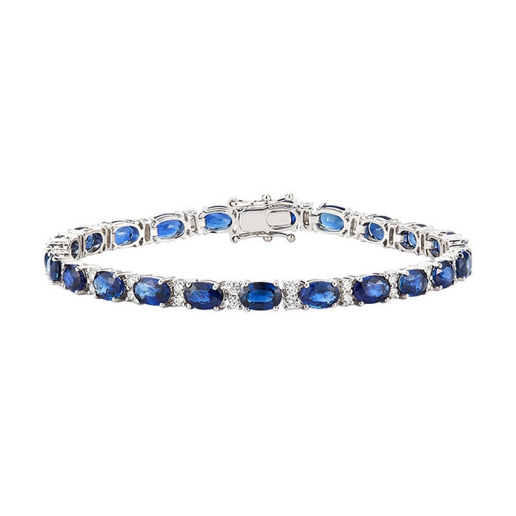 Oval Cut Sapphire and 1.00ctw Diamond Bracelet, 14ct White Gold Costco UK