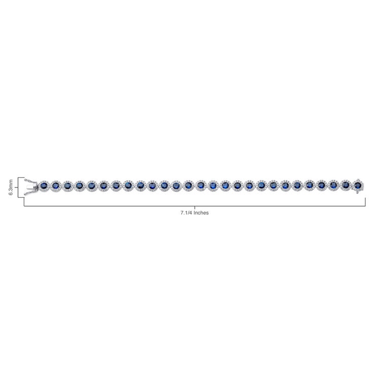 Round Cut Blue Sapphire & 1.80ctw Diamond Bracelet, 18ct White Gold