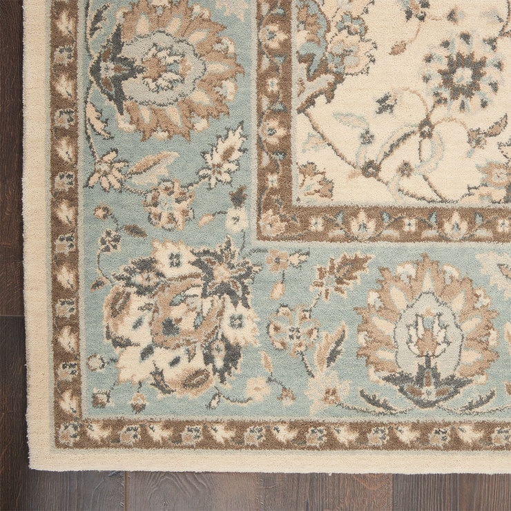 Living Treasures Azure Bordered Rug in 2 Sizes Costco UK