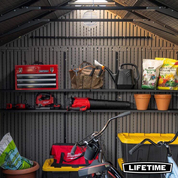 Lifetime 20ft x 8ft (6 x 2.4m) Rough Cut Dual Entry Outdoor Storage Shed - Model 60456
