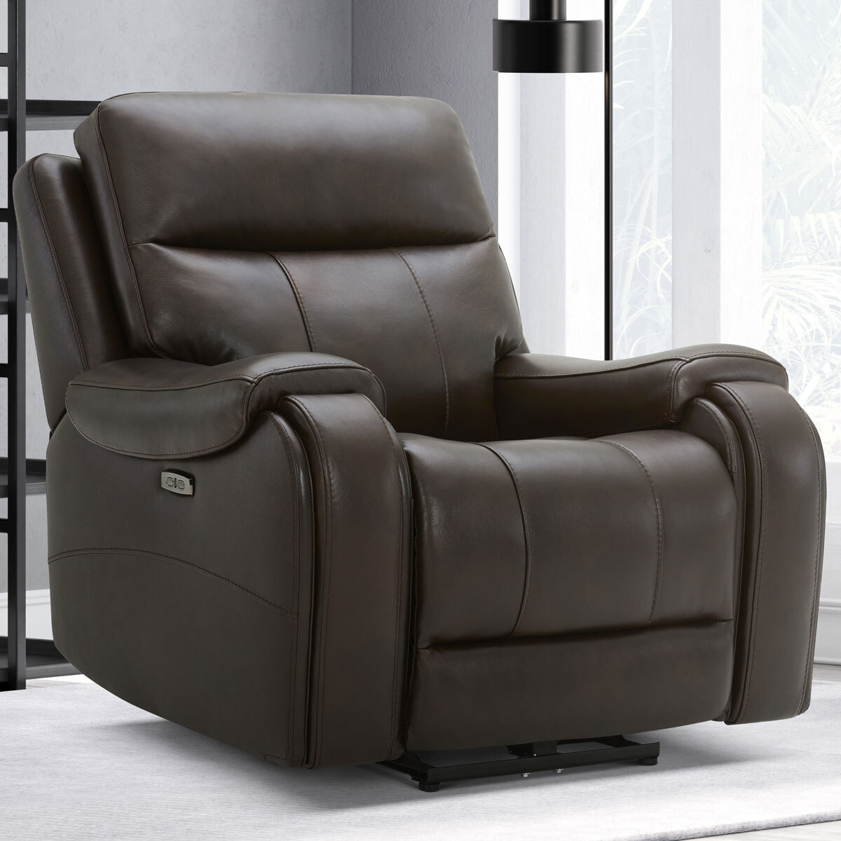 kuka morgan brown leather power recliner with power headrest  costco uk