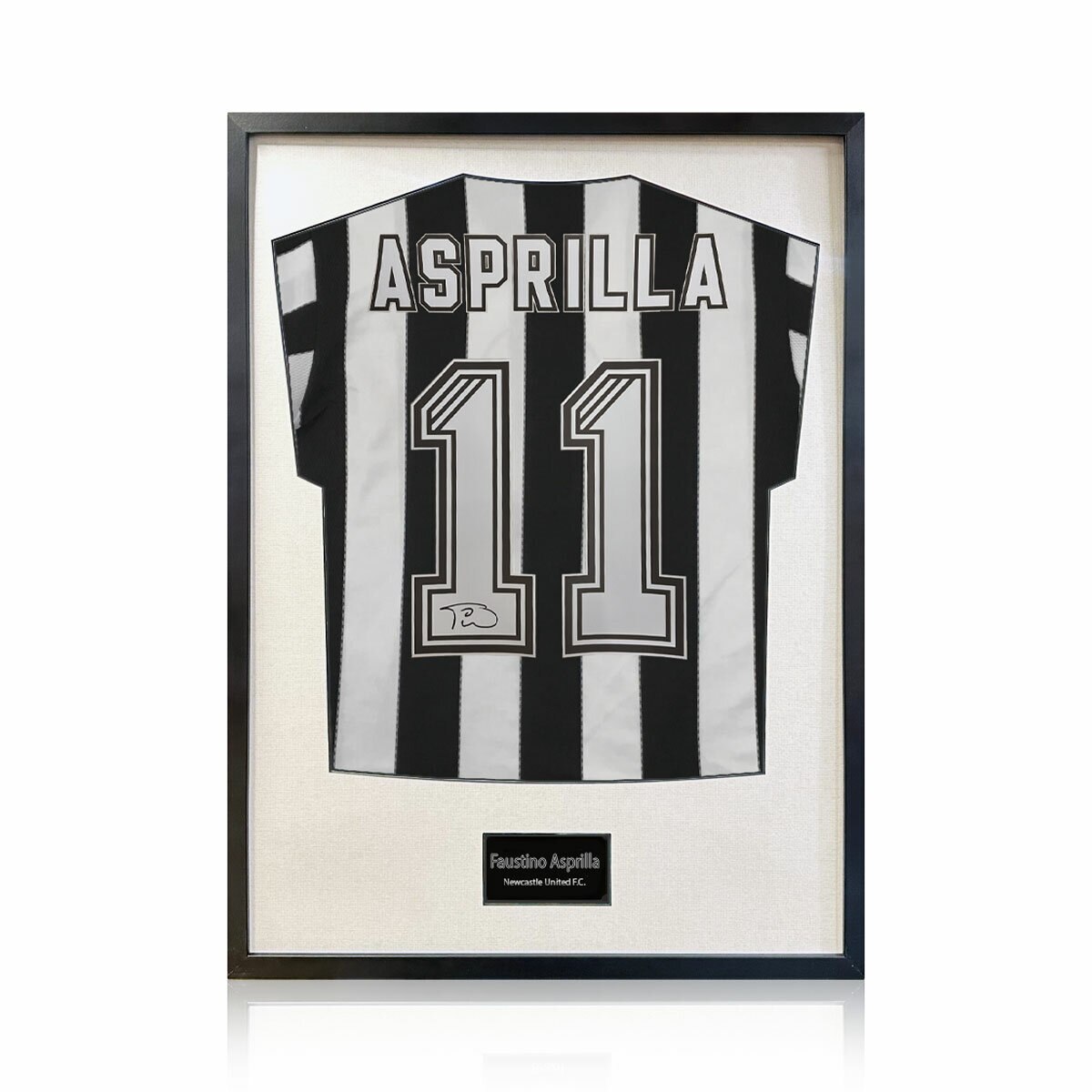 Faustino Asprilla Signed Shirt in White Frame Faustino Asprilla Signed Shirt in White Frame