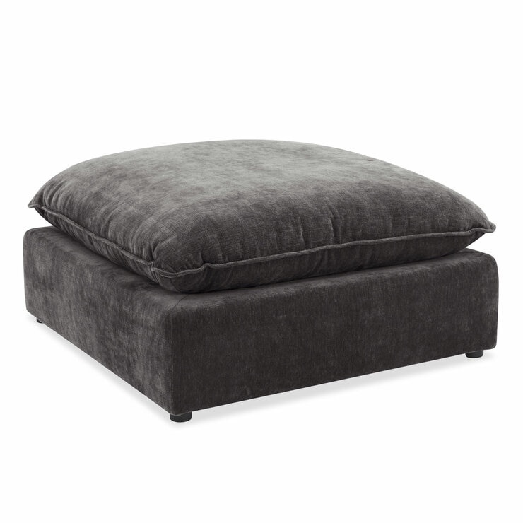 Aiden & Ivy Sereen Dark Grey Fabric Ottoman