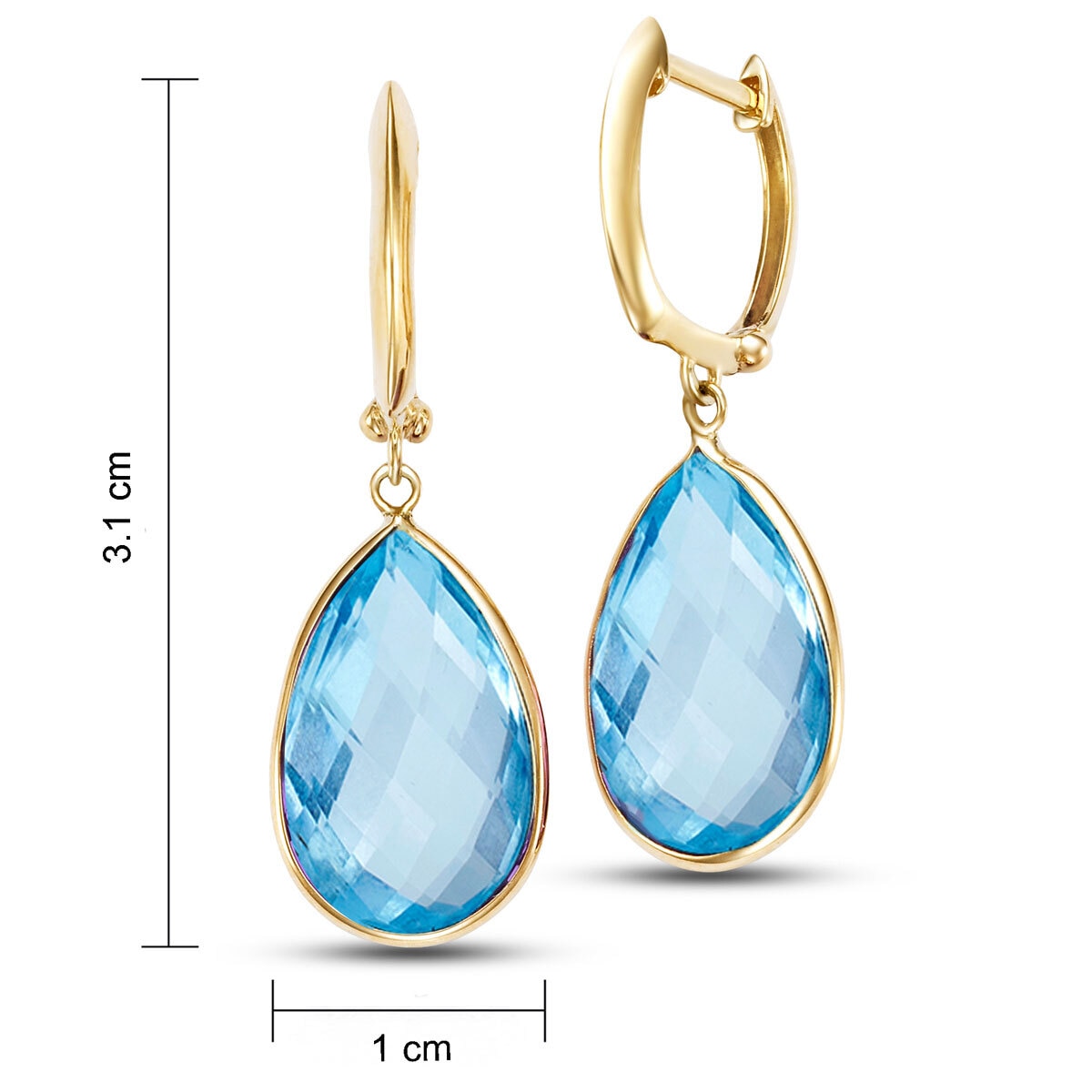 Blue Topaz Earrings, 14ct Yellow Gold