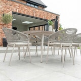 Harbour Lifestyle 7 Piece Oval Ceramic Dining Set in Oatmeal