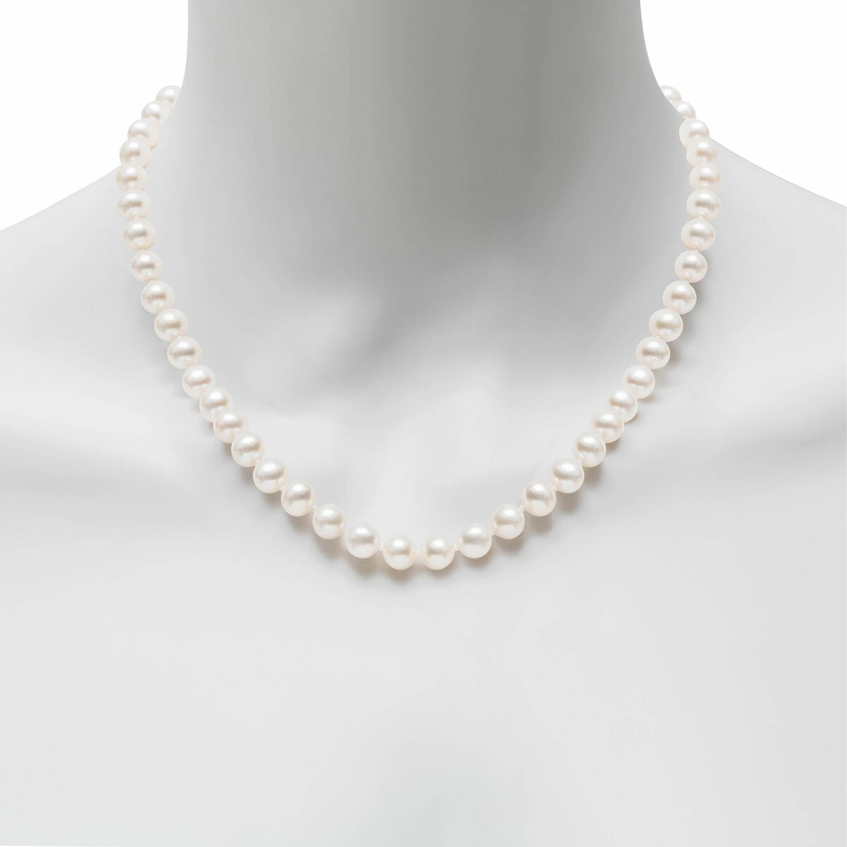 7-7.5mm Cultured Freshwater White Pearl Necklace, 14ct Yellow Gold 7-7.5mm Cultured Freshwater White Pearl Necklace, 14ct Yellow Gold