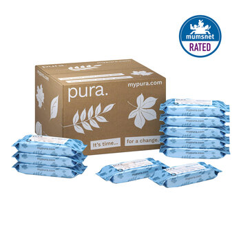 Pura 100% Plastic Free, Biodegradable & Flushable Baby Wipes, 10 x 70 Pack (700 Wipes)