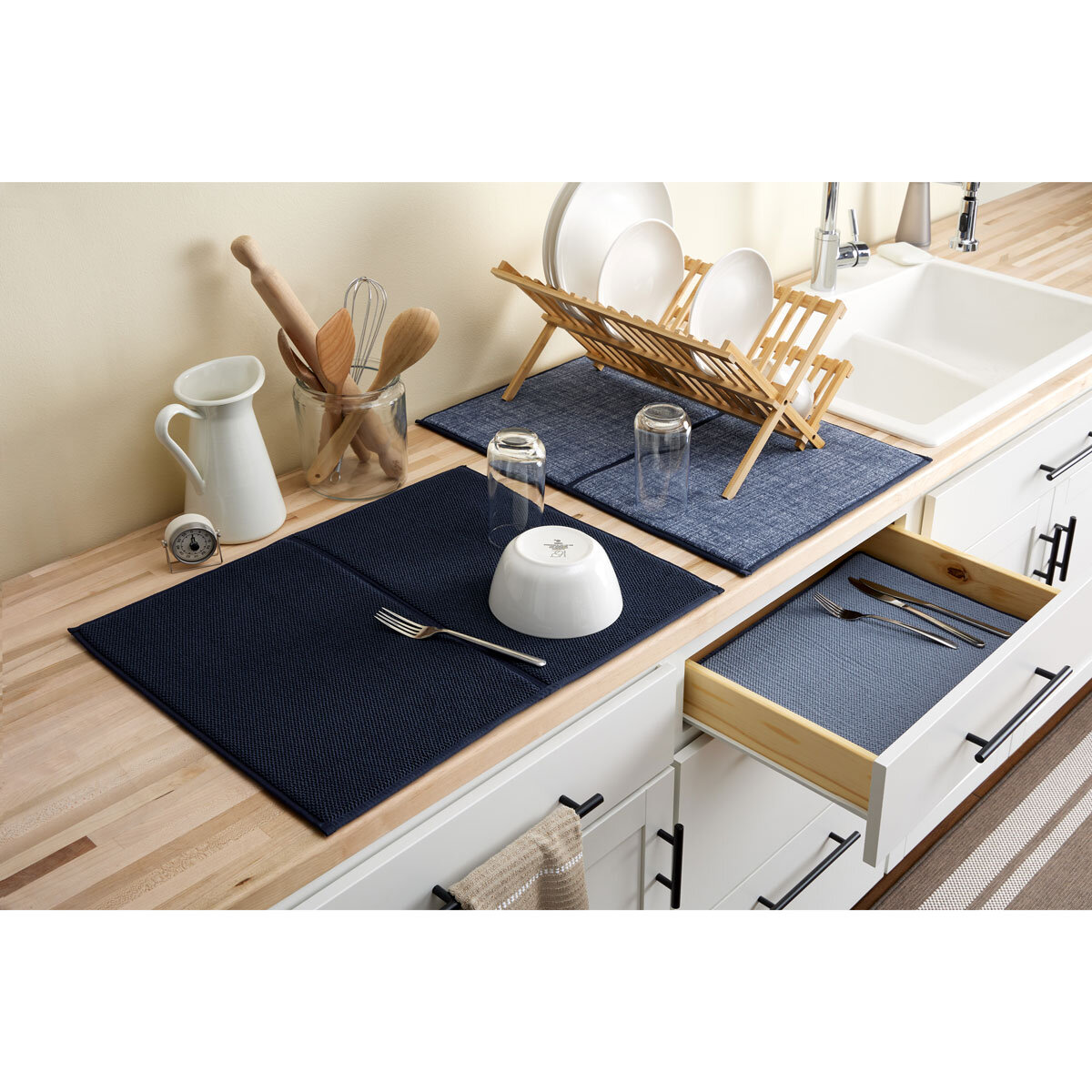 Lifestyle image of Beige Dish Drying Mats