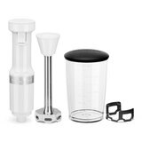 Front Profile of KitchenAid Corded Blender White with all accesories
