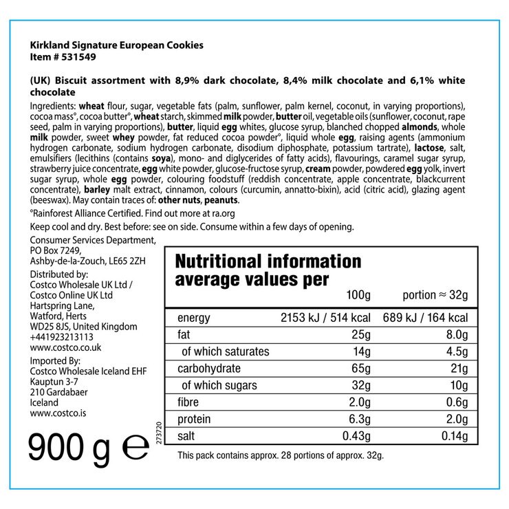Kirkland Signature European Spring Cookies, 900g Costco UK
