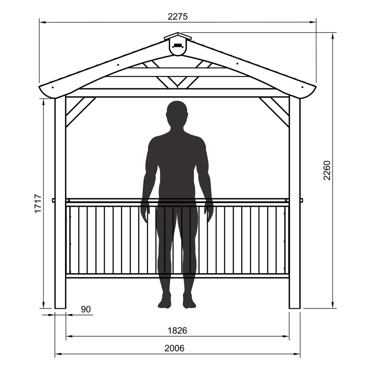 Zest 7ft 5" x 4ft 6" (2.26 x 1.38m) Wooden BBQ Grilling Pavilion