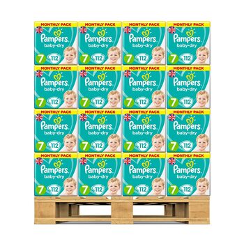 Pampers Baby Dry Nappies Size 7, 54 x Monthly 112 Pack