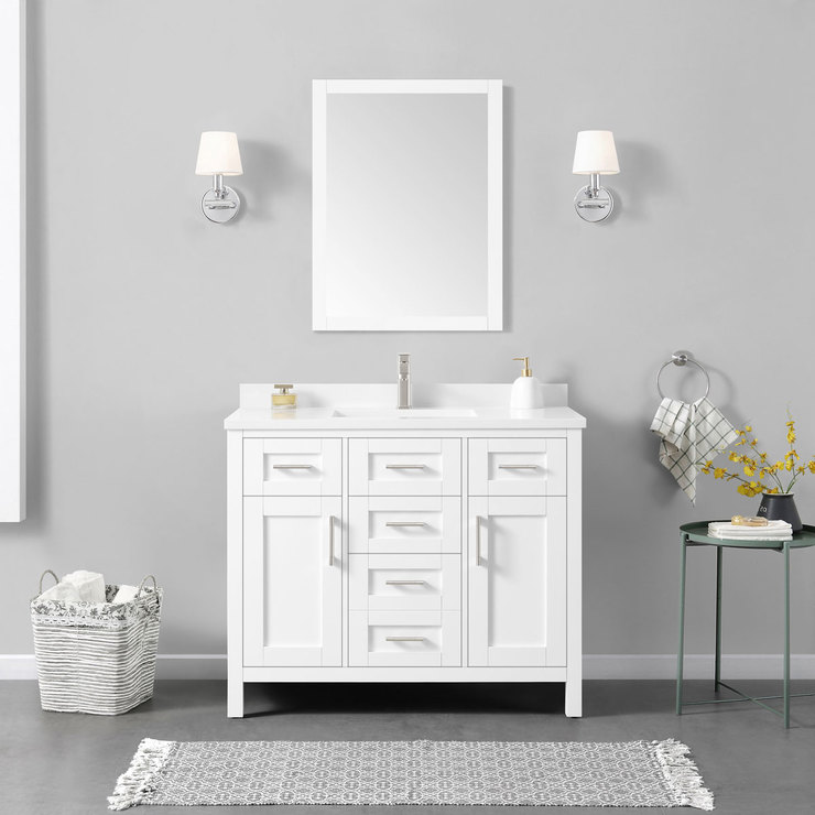 OVE Lakeview 42 inch Single Vanity in White Costco UK