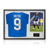 Jermain Defoe Signed Framed Rangers Football Shirt including 1 Photo in 2 Options: White or Black Mount