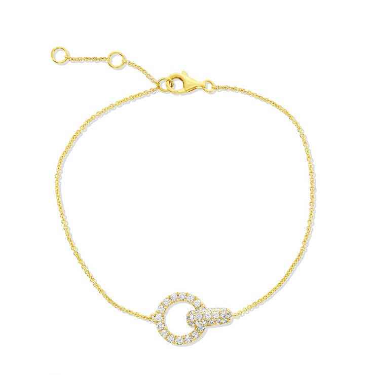 0.50ctw Round Brilliant Cut Diamond Interlocking Circle Bracelet, 14ct Yellow Gold 0.50ctw Round Brilliant Cut Diamond Interlocking Circle Bracelet, 14ct Yellow Gold