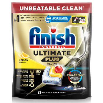 Finish Ultimate Plus All in One Lemon Sparkle, 90 Pack