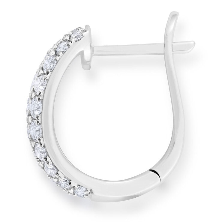 1.30ctw Round Brilliant Cut Diamond Hoop Earrings, 18ct White Gold 1.30ctw Round Brilliant Cut Diamond Hoop Earrings, 18ct White Gold