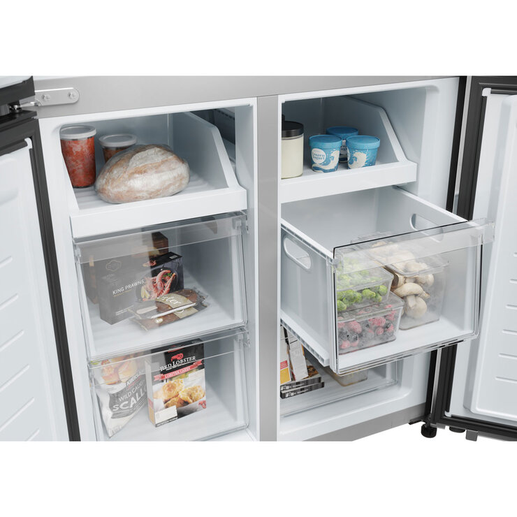 Haier Series 3 HCR3818EWMM Multi Door Fridge Freezer, E Rated in Silver