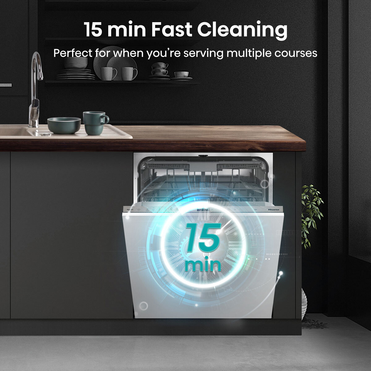 Hisense HV673B60UK Fully Integrated Dishwasher, B Rated in White