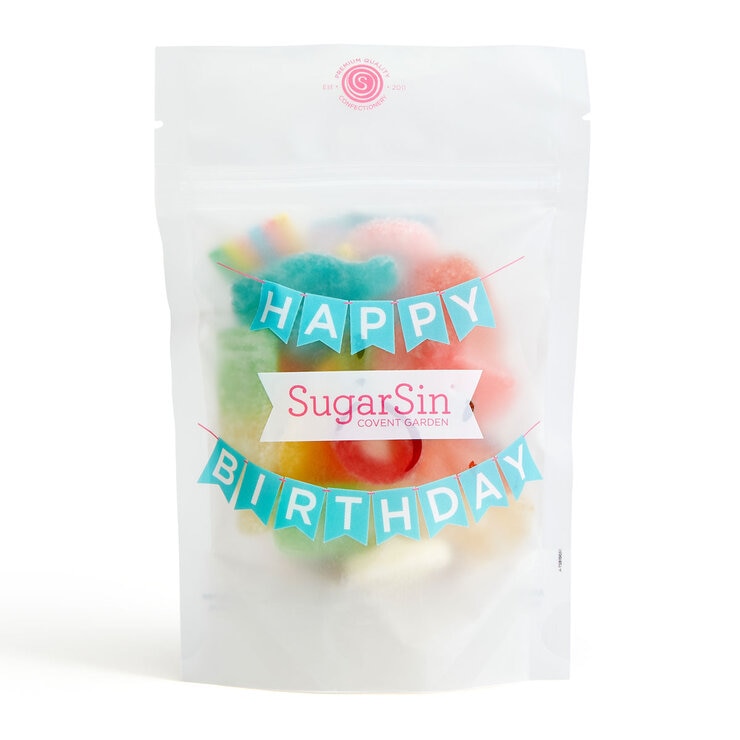 SugarSin 'Happy Birthday' Pick 'n' Mix Pouches Letterbox Gift In Blue SugarSin 'Happy Birthday' Pick 'n' Mix Pouches Letterbox Gift In Blue