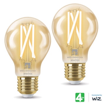 4lite WiZ Connected E27 Amber Filament Smart Bulbs 2 Pack