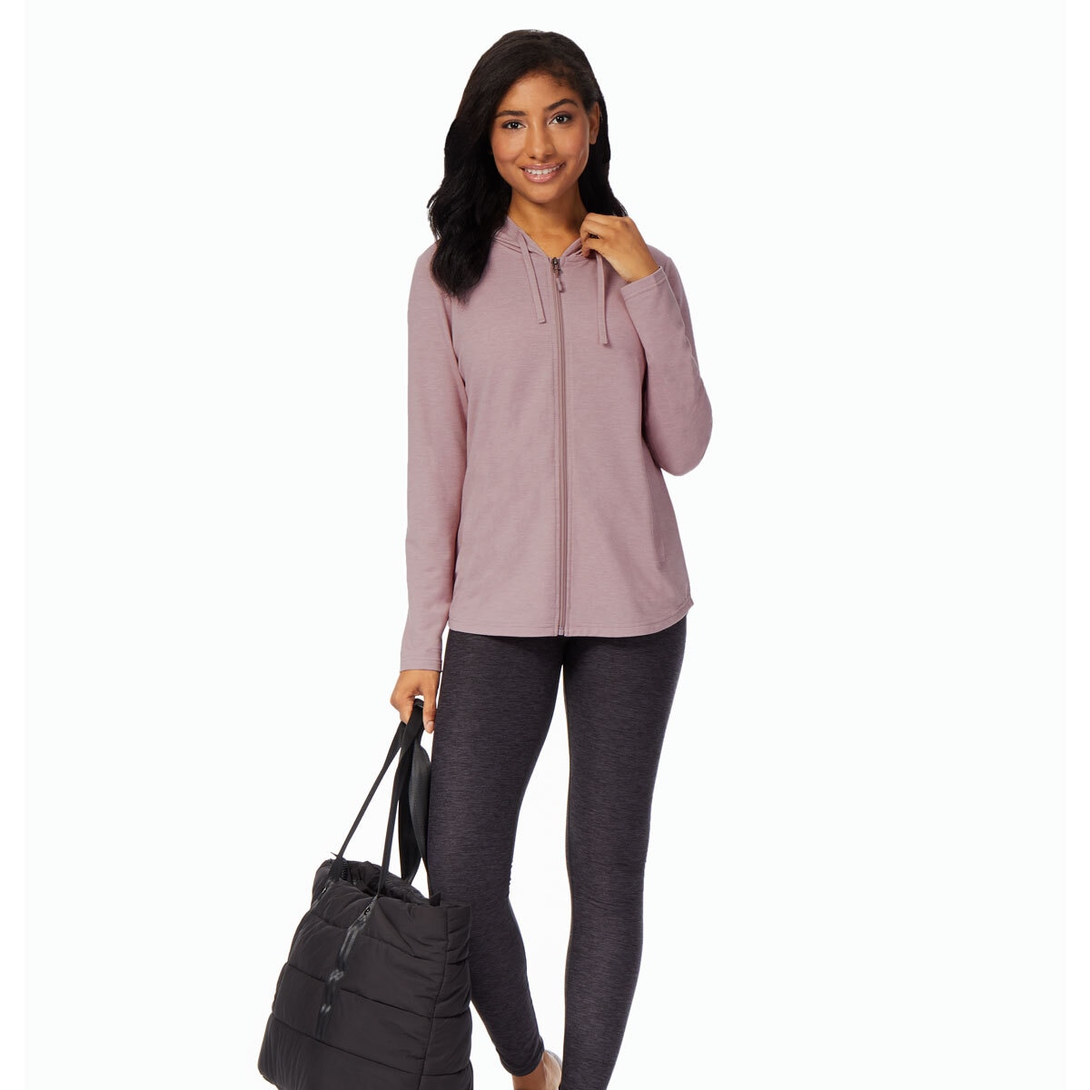 32 Degrees Women's 2 Pack Full Zip Hoody in Lead/Pale Thistle, Extra Large