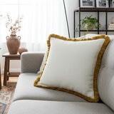 Malini Hugo Whiskey Fringed Feather Fill Cushion, 56 x 56 cm