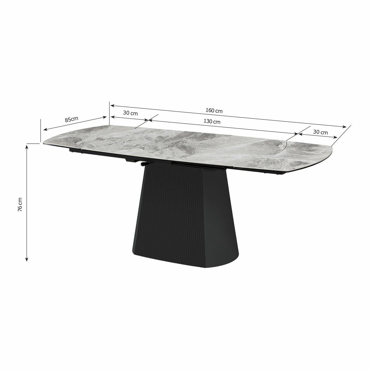 Bahamas Ceramic Extending Dining Table + 6 Grey Chairs, Seats 6-8 Bahamas Ceramic Extending Dining Table + 6 Grey Chairs, Seats 6-8