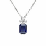Diamonfire Sterling Silver Sapphire Cubic Zirconia Emerald Cut Pendant