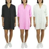 Jachs Ladies Roll Sleeve Linen Blend Dress in 3 Colours & 5 Sizes