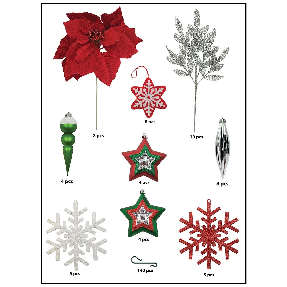 ornament kit variety set on white background