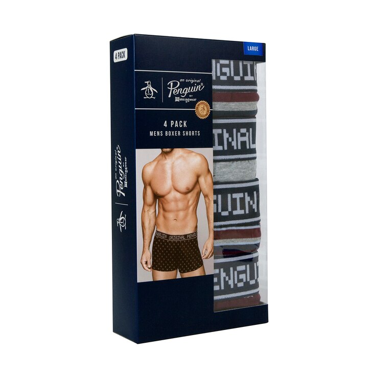 Original Penguin Men's 4 Pack Boxer Shorts in Navy, Large Costco UK