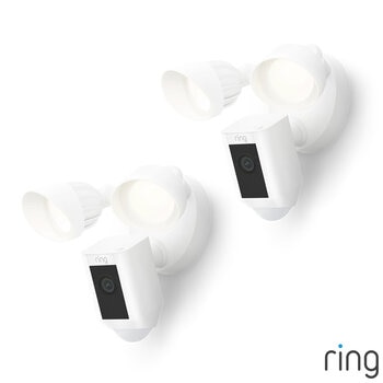 Ring Floodlight Cam (2nd Gen) - Wired - White Security Camera - Retinal 2K - 2 Pack