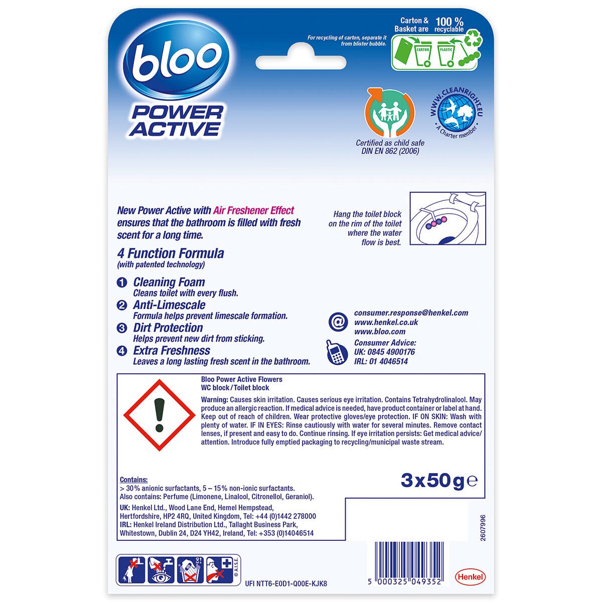 Bloo Power Active Toilet Rim Block, 2 x 3pack