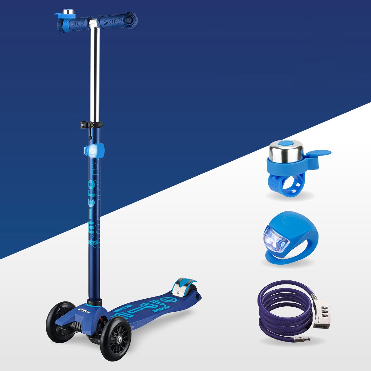 Micro Maxi Scooter Deluxe Gift Set Bundle in Blue (5+ Years)