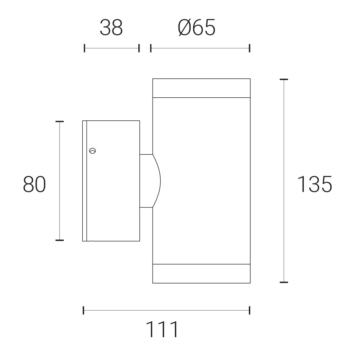 Line drawing of light with dimensions