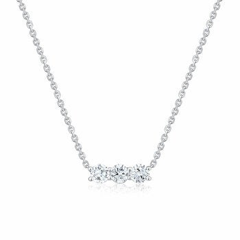 0.90ctw Round Brilliant Cut Diamond 3 Stone Pendant, 14ct White Gold