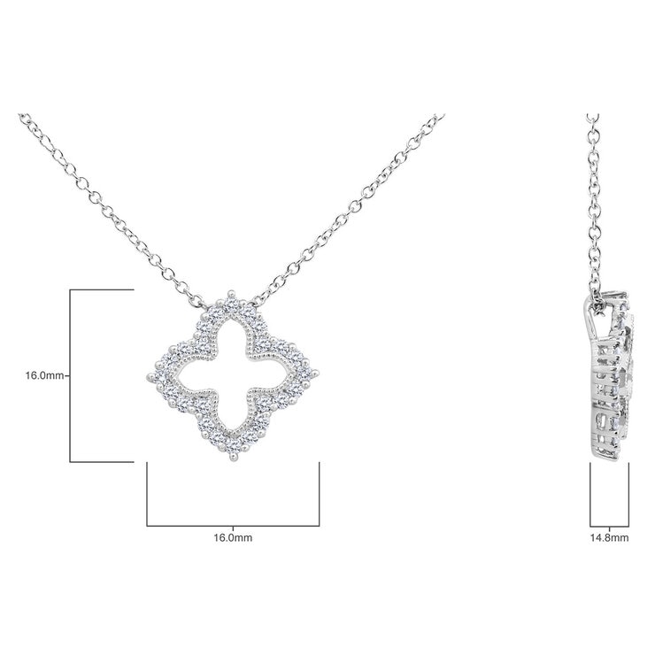 0.38ctw Round Brilliant Cut Diamond Quatrefoil Pendant, 18ct White Gold