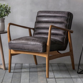 Gallery Newhaven Antique Ebony Leather Armchair